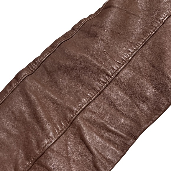 Vintage Bates of California Brown Leather Satin Lined Straight Pants Womens 28 - Picture 8 of 15